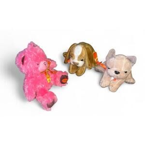 Lot of 3 Reese Puppies Plush Stuffed Dogs with Orange Bows